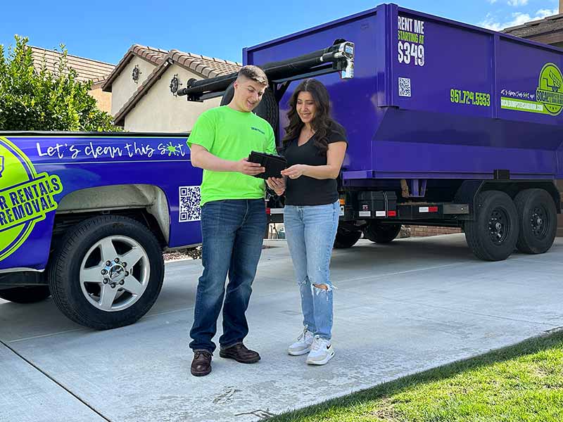 SoCal Dumpster Rentals and Junk Removal Expert With Client